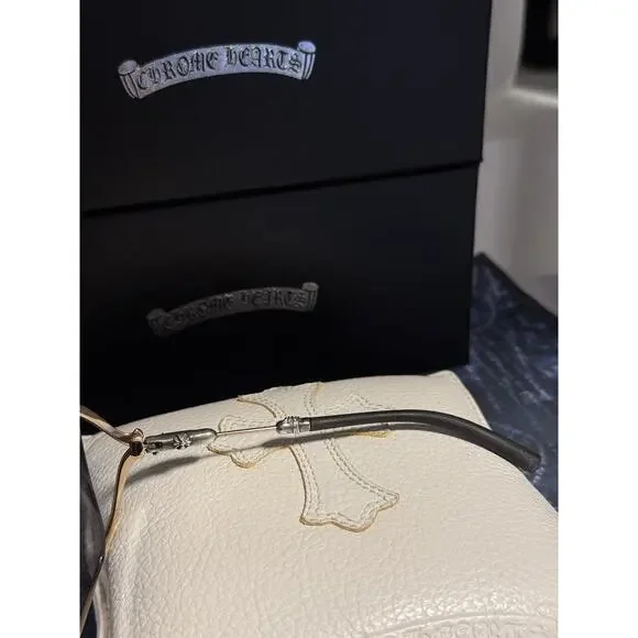 Chrome Hearts BUTTFLUX Aviator Sunglasses Black Gold Frame Missing Tip